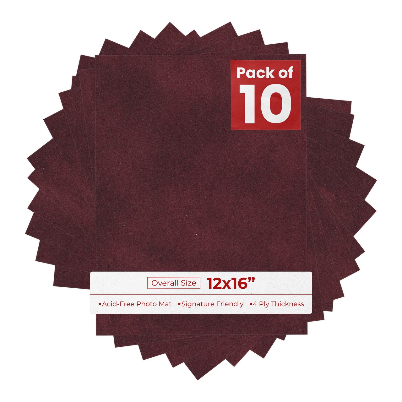 Dark Red Suede 12x16 Uncut Mat Board - Blank Sheets, No Opening